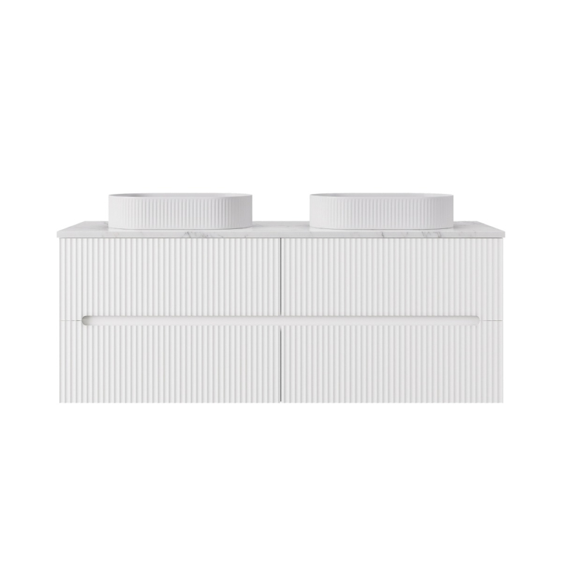 1490*455*540mm Matte White Cabarita Morden Wall Hung PVC Cabinet For Double Bowl Only
