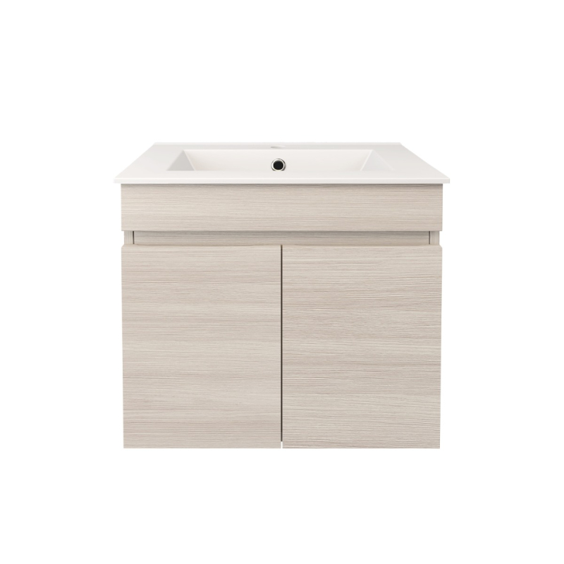 590X370X500mm Camden Modern Wall Hung Cabinet Coastal Oak Soft Closing Finger Pull Doors