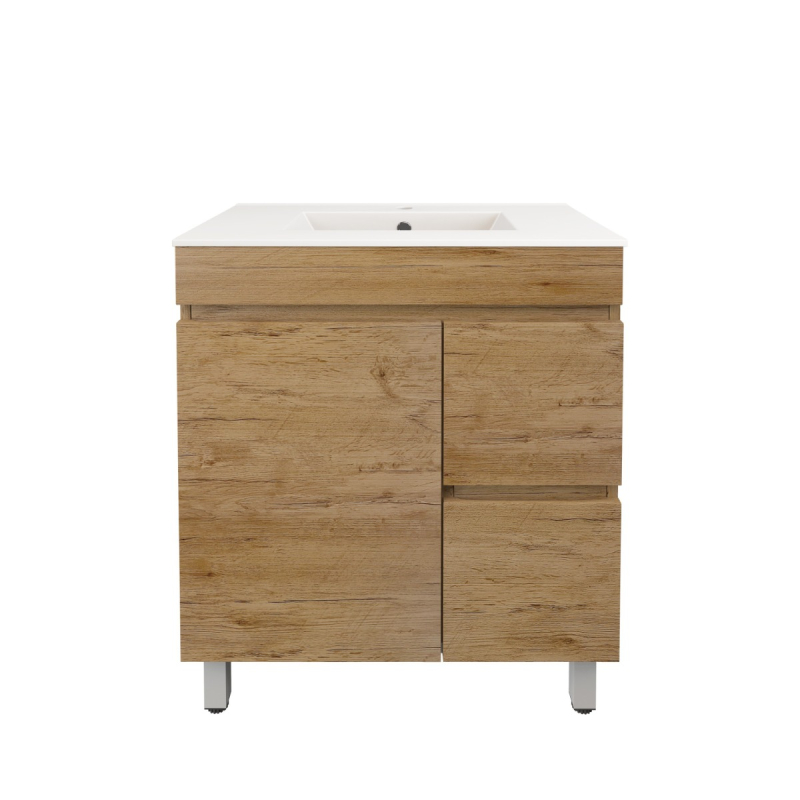 740X355X710mm Camden Modern Free Standing Cabinet Prime Oak Soft Closing Finger Pull Door Right Hand Drawers