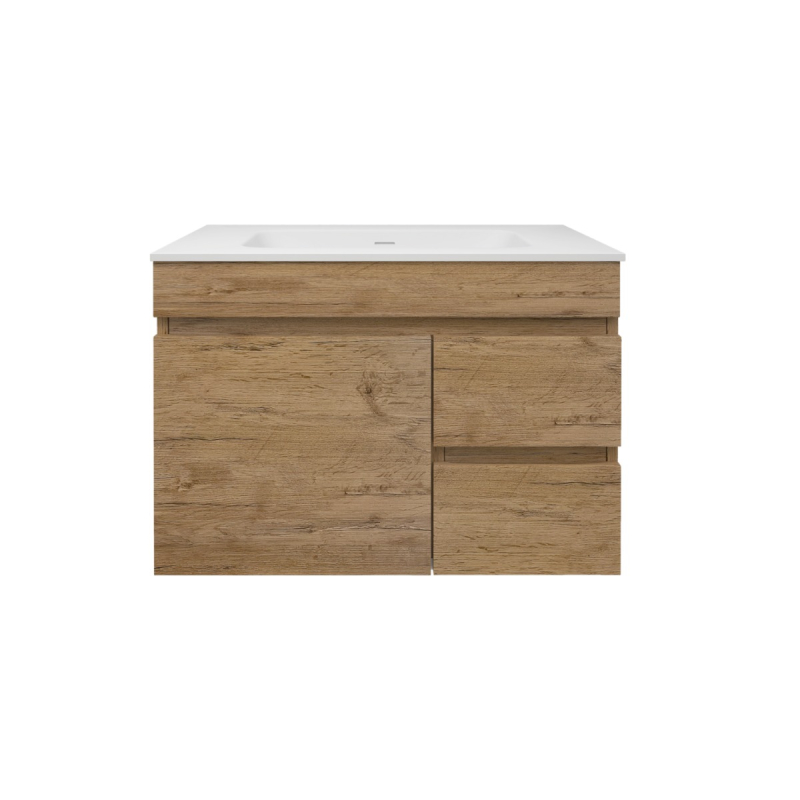 740X455X500mm Camden Mordern Wall Hung Cabinet Prime Oak Soft Closing Finger Pull Door Right Hand Drawers