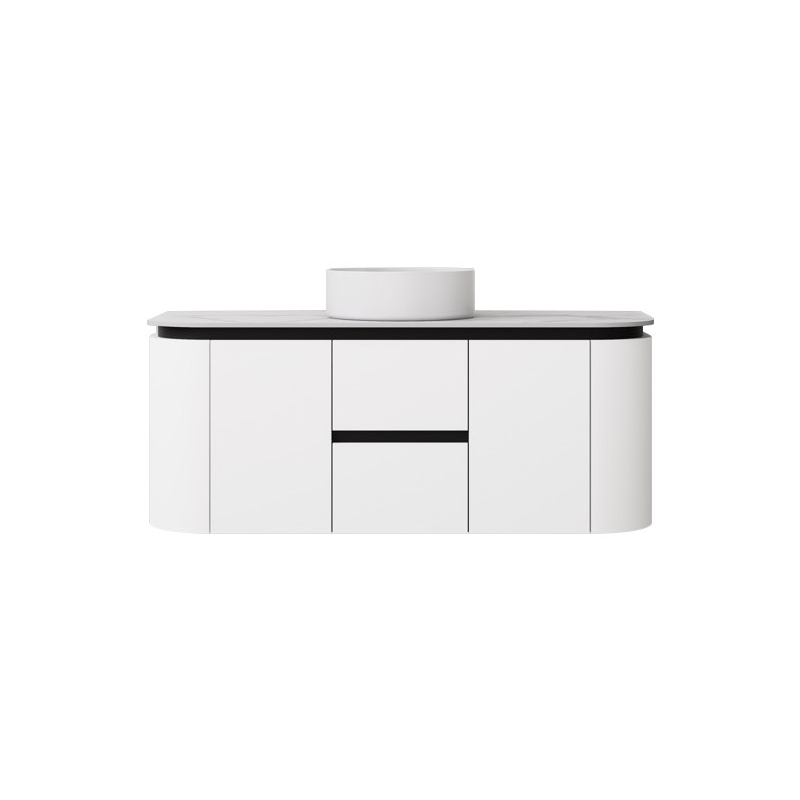 1190X455X470mm Matte Black And White Devito Modern Wall Hung Vanity PVC Cabinet