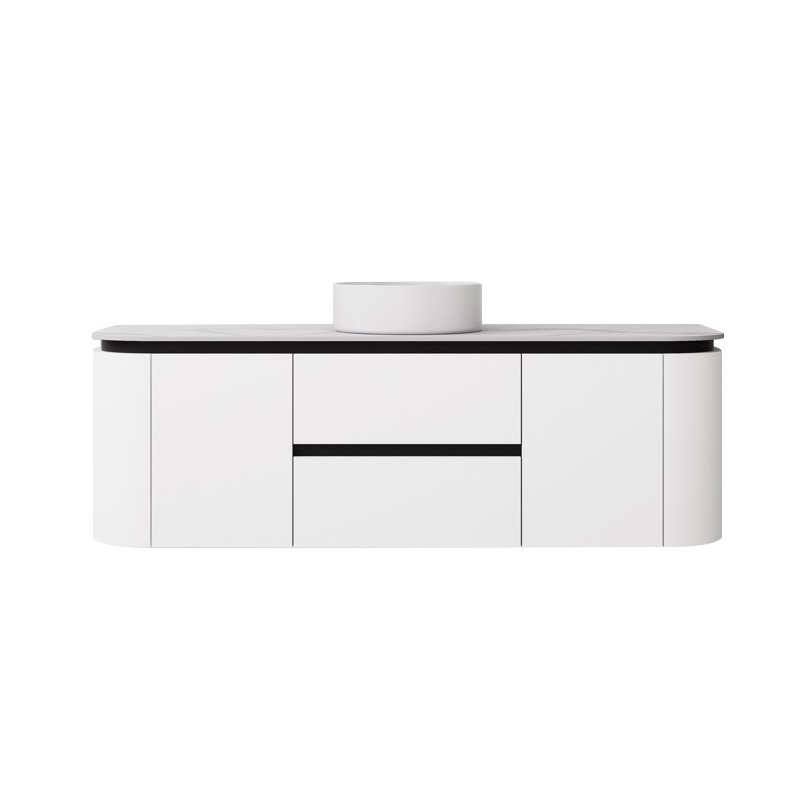 1490X455X470mm Matte Black And White Devito Modern Wall Hung Vanity PVC Cabinet