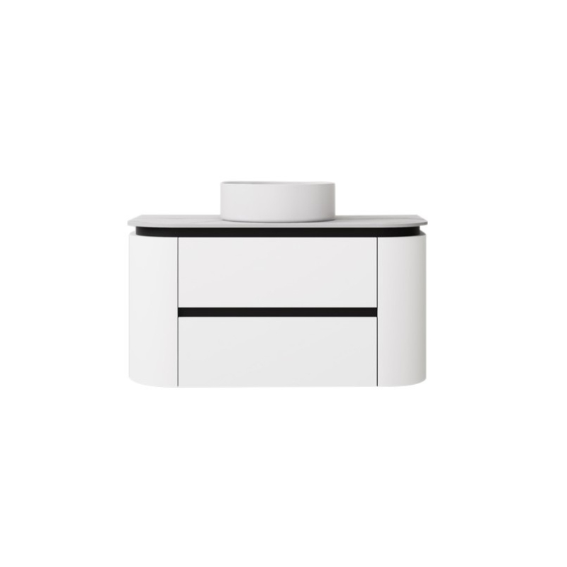 890X455X470mm Matte Black And White Devito Modern Wall Hung Vanity PVC Cabinet