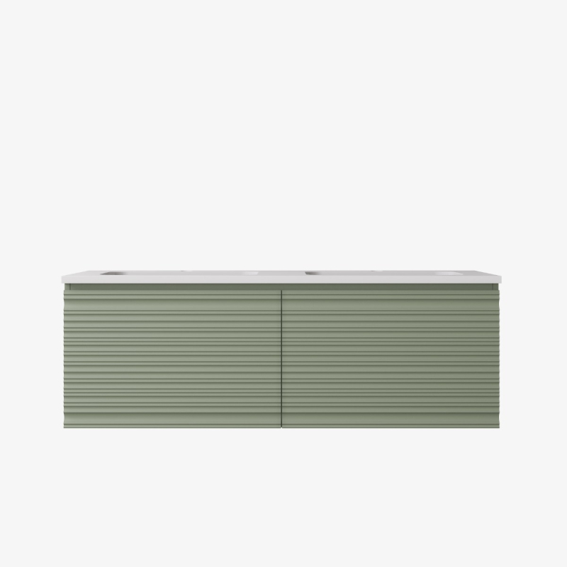 1190x455x400mm Olive Green Sedona Modern Fluted Wall Hung PVC Cabinet