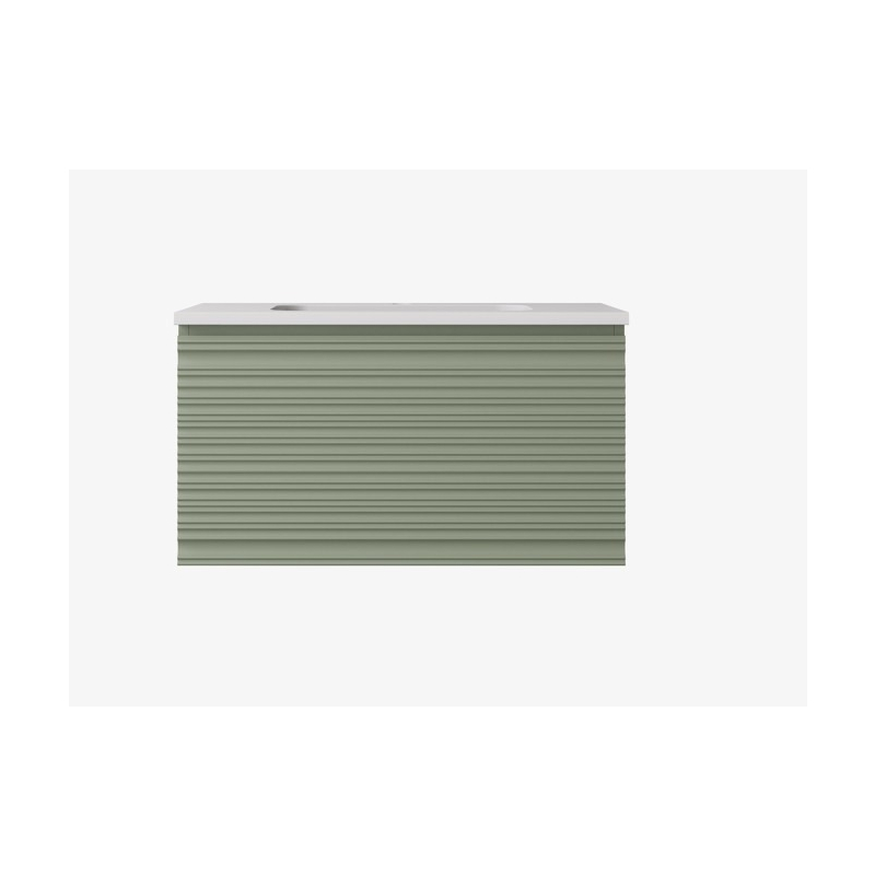 740x455x400mm Olive Green Sedona Modern Fluted Wall Hung PVC Cabinet Left Hand Drawers
