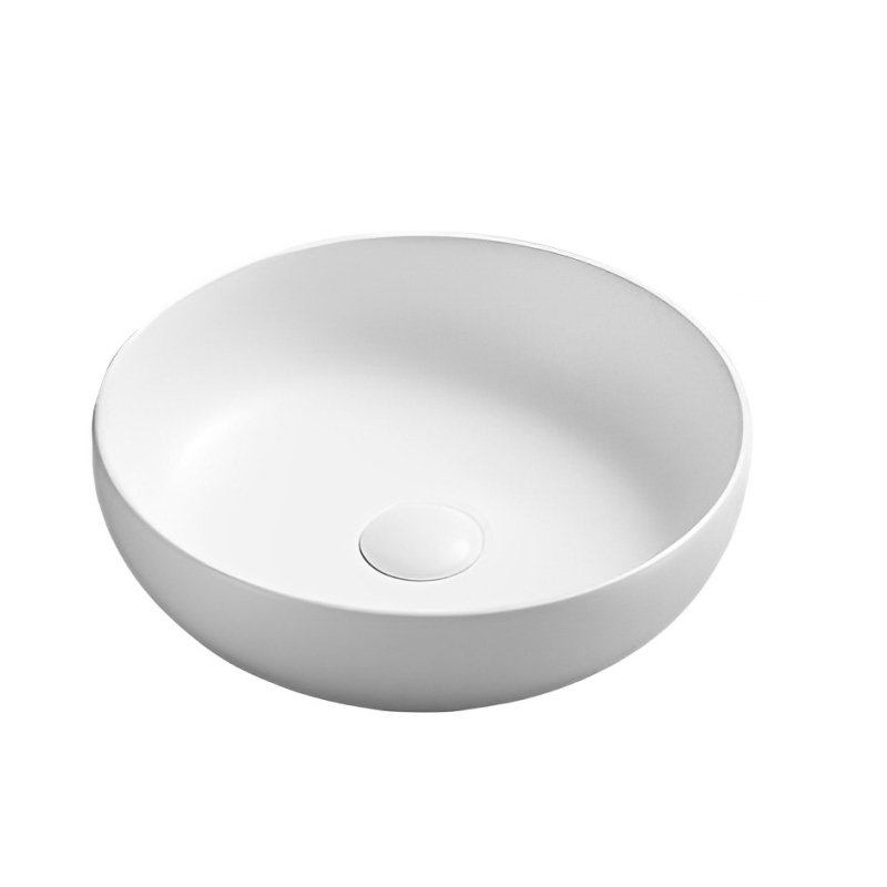 377*377*110mm Matte White Oban Fine Ceramic Above Counter Basins No Overflow 32mm Waste