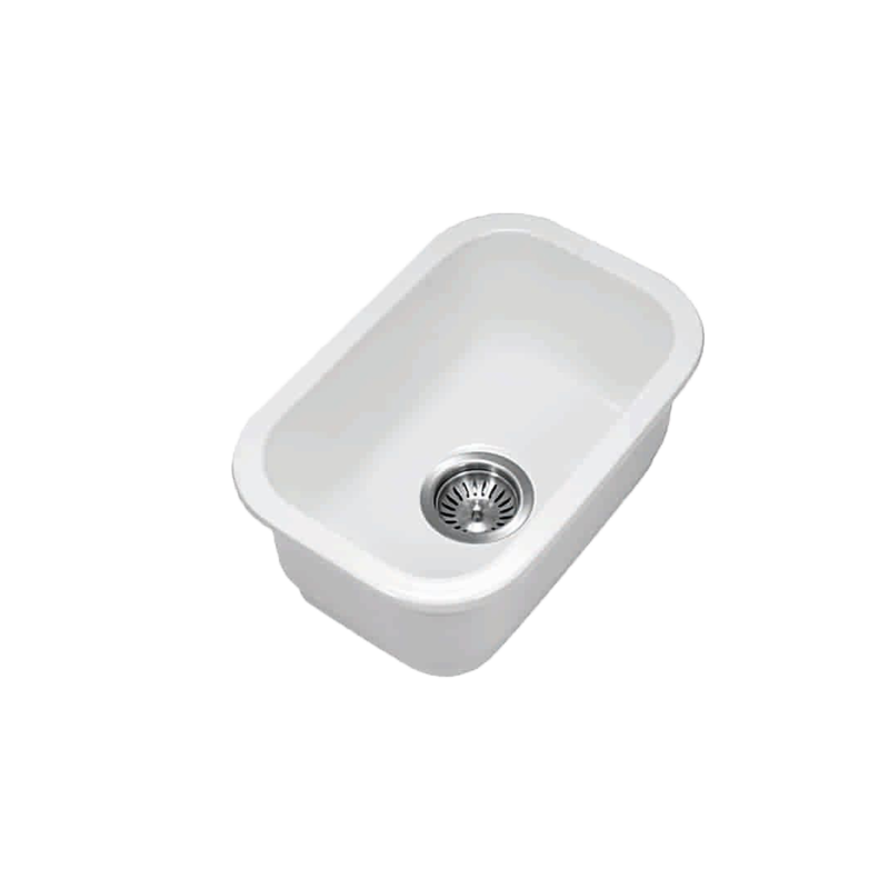 Size:330*483*184mm Gloss White Elba Fine Fireclay Bar Sink Grid And Waste Included