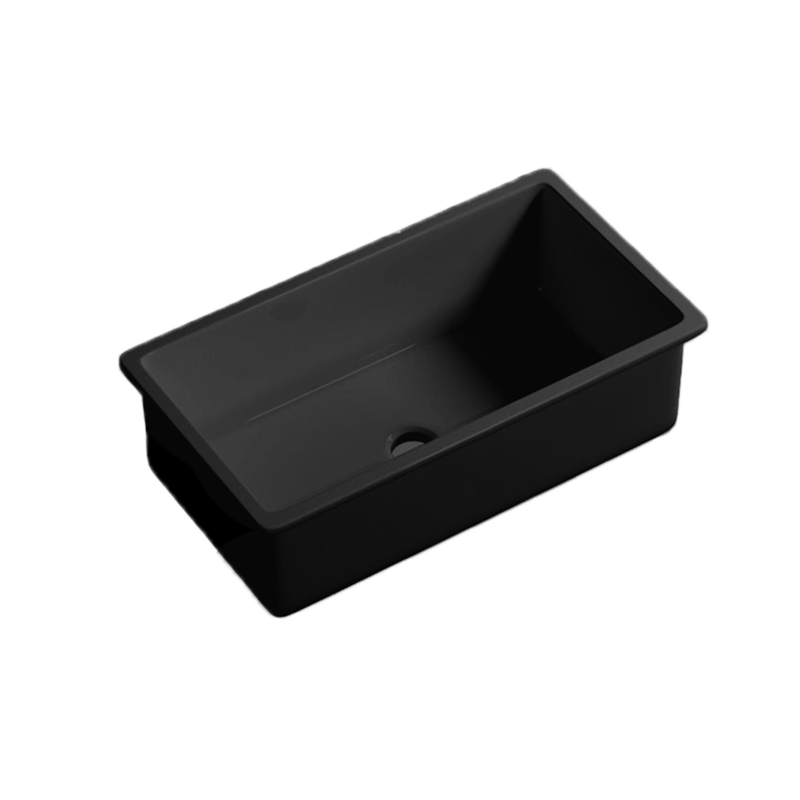 Size:813*483*254mm Matte Black Procida Fine Fireclay Inset/Undermount Sink Single Bowl Grid And Waste Included