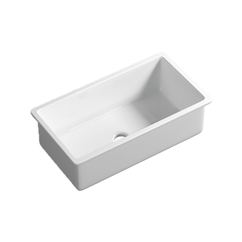 Size:813*483*254mm Gloss White Procida Fine Fireclay Inset/Undermount Sink Single Bowl Grid And Waste Included