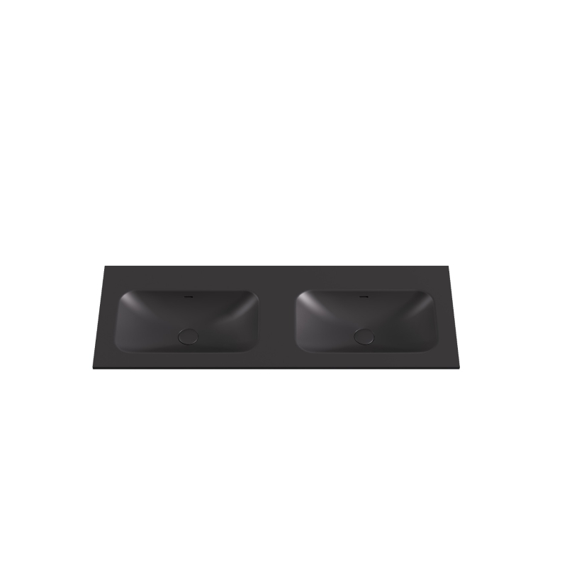 1205X465X145 Matte Black Chasey Solid Surface Stone Basin Double Bowl