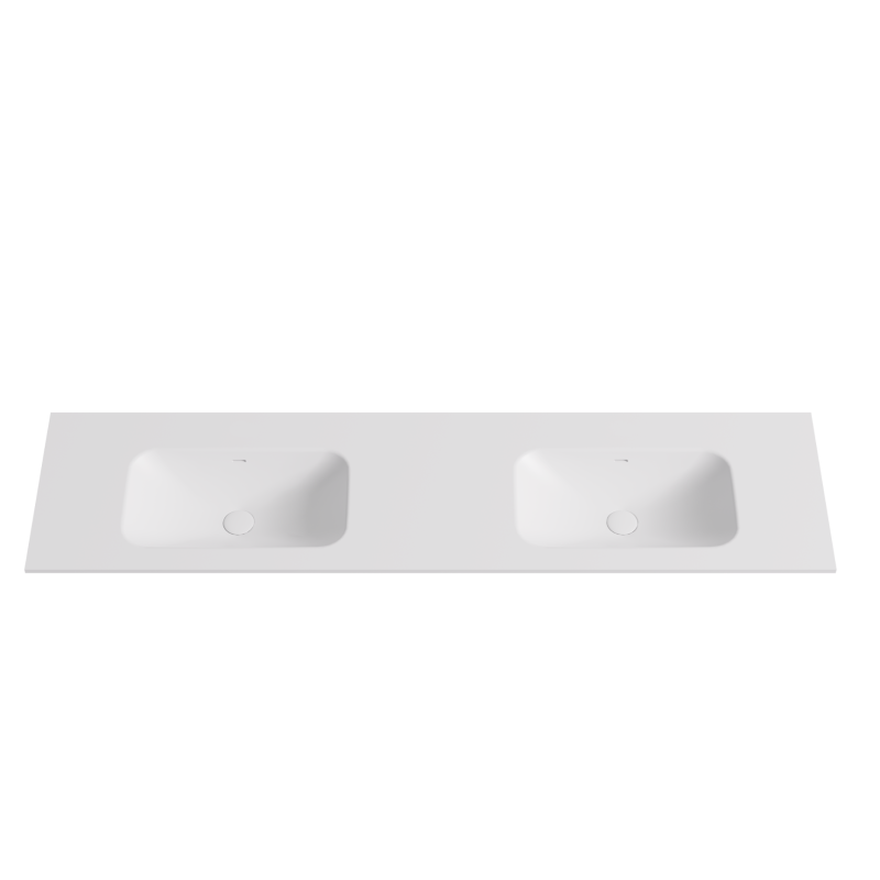 1805X465X145 Gloss White Chasey Solid Surface Stone Basin Double Bowl