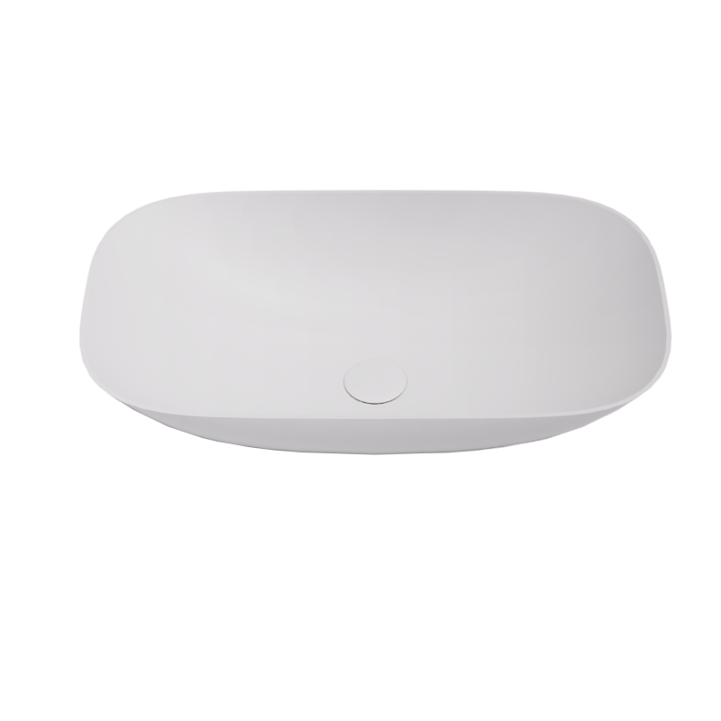 630*360*150mm Matt White Perry Solid Surface Stone Above Counter Basin 32mm Waste