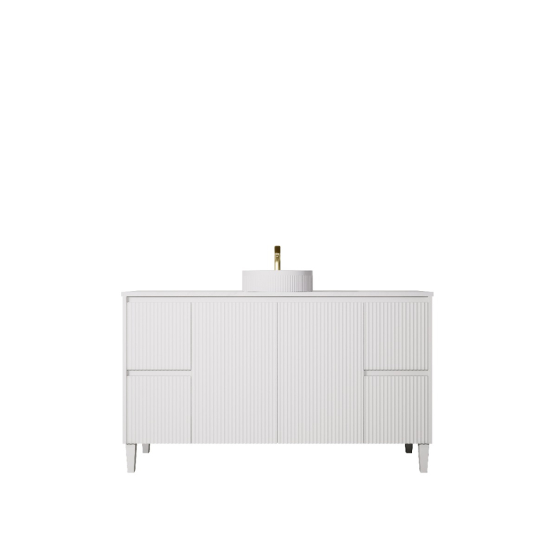 1490X455X860mm Matte White Crete Modern Free Standing Vanity