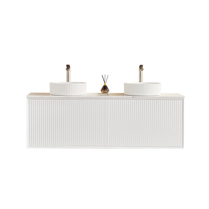 1490X455X480 Matte Black Kliff Modern Fluted Wall Hung Vanity PVC Cabinet