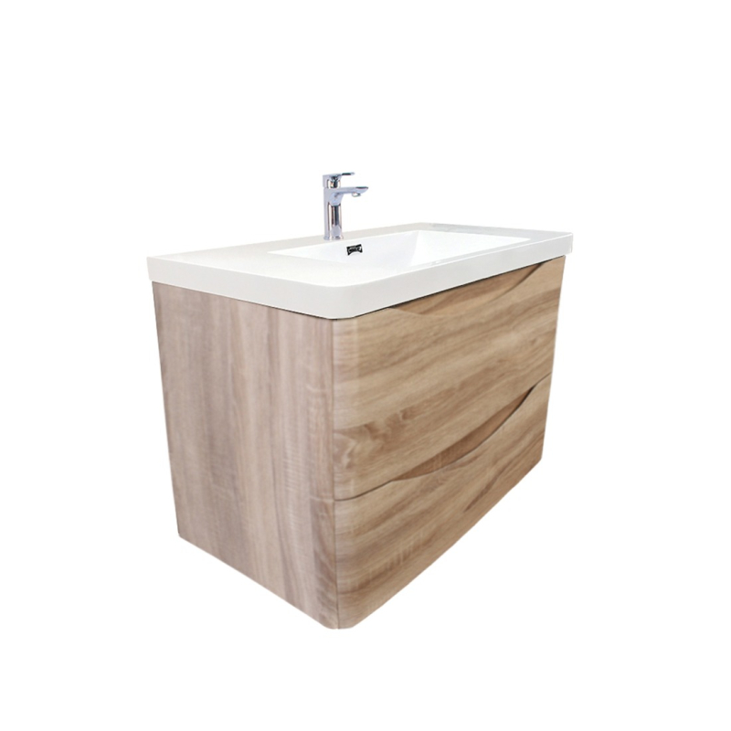 900mm White Oak MDF Bathroom Vanity 2 Doors ARC Wall Hung Cabinet Only