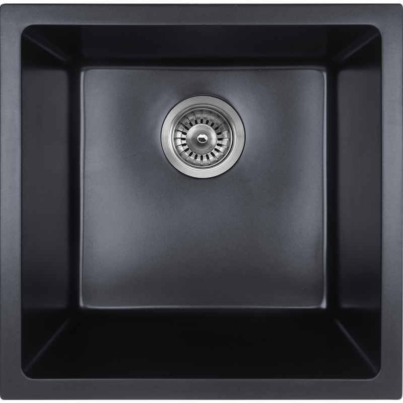 432*432*246mm Cora Black Undermount Granite Single Bowl Sink