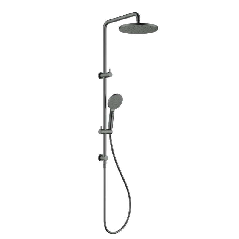 Otus Round Multi-Function Shower Set Gun Metal, 304SS Stainless Steel Rail,250mm ABS Shower Head,1.5m PVC Hose