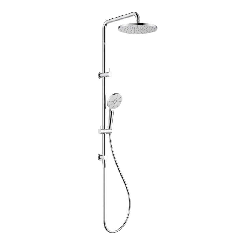 Otus Round Multi-Function Shower Set Chrome,304SS Stainless Steel Rail, 250mm ABS Shower Head,1.5m PVC Hose