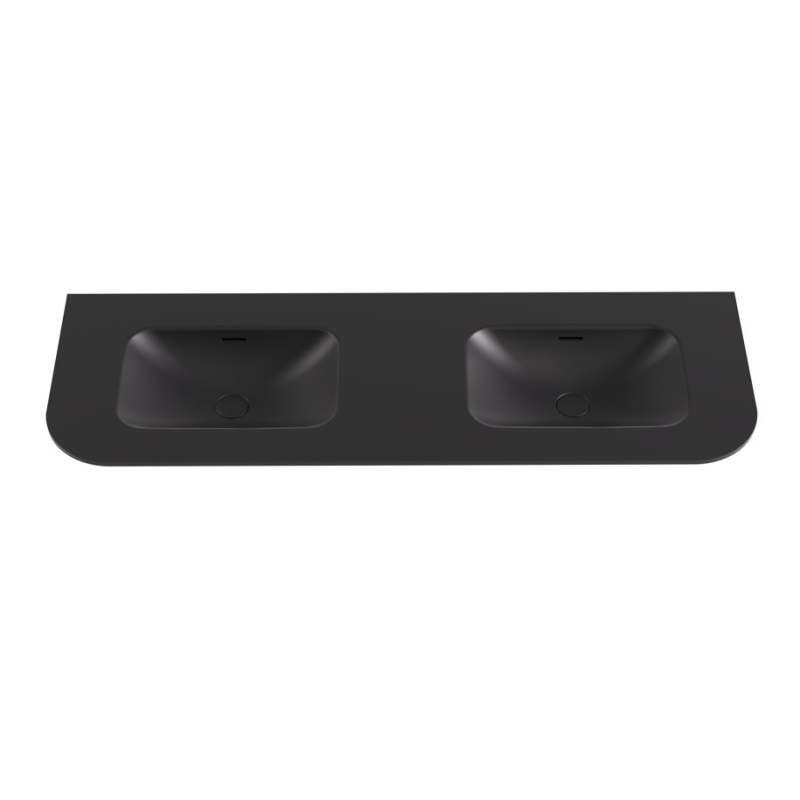 1505X505X140 Matte Black Aruro Solid Surface Stone Basin Double Bowl