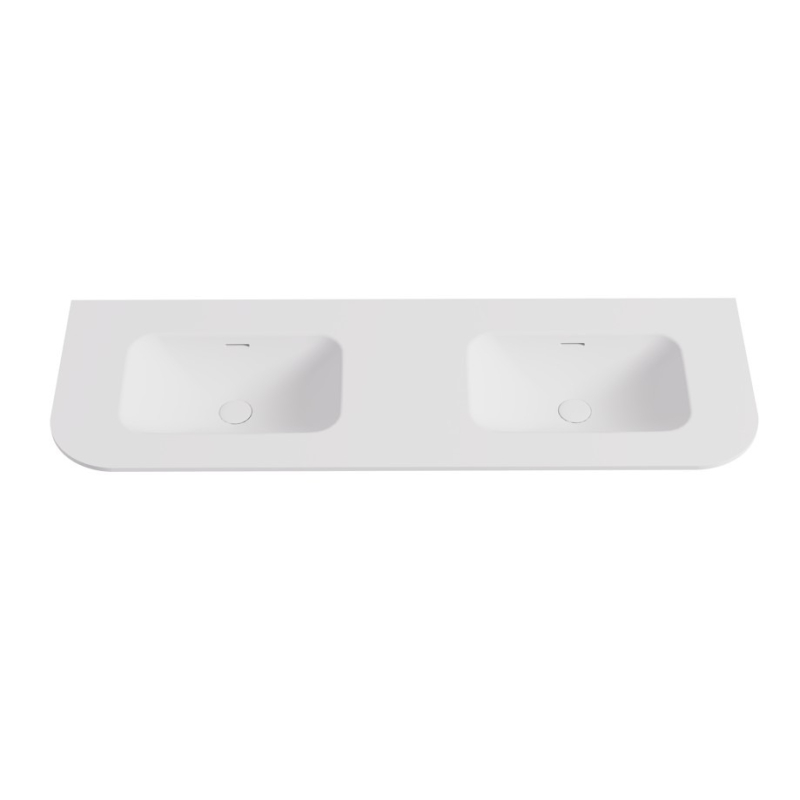 1505X505X140 Matte White Aruro Solid Surface Stone Basin Double Bowl