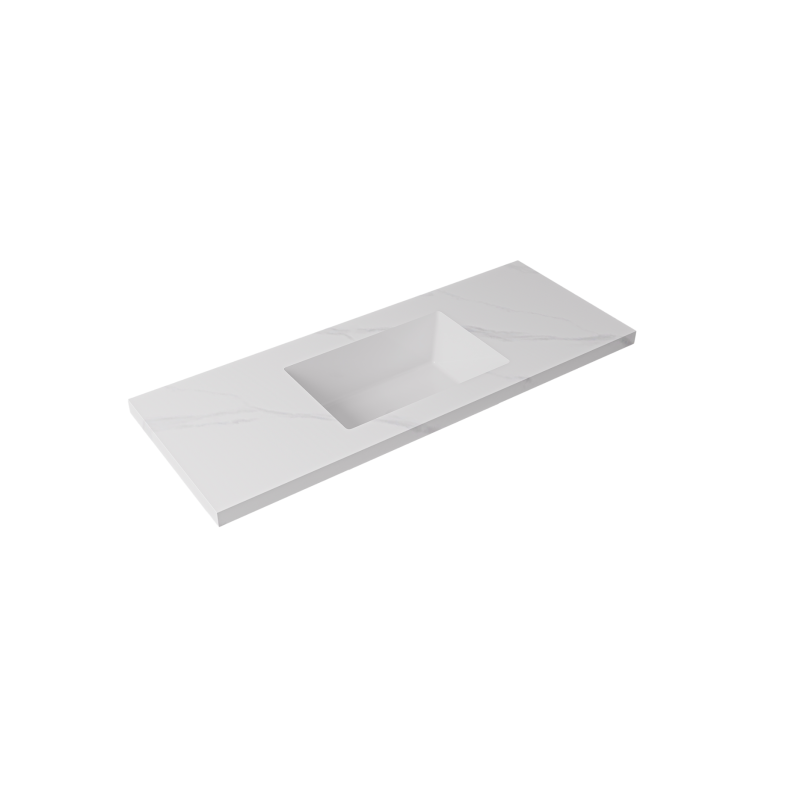 1200x460x190mm Carrara White Sintered Stone Seamlessjoined With Fine Ceramic Basin Single Bowl No Tap Hole