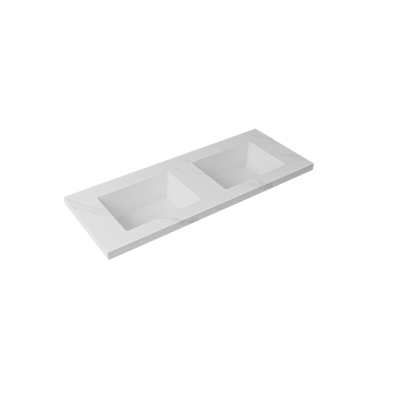 12000x460x190mm Carrara White Sintered Stone Seamlessjoined With Fine Ceramic Basin Double Bowl No Tap Hole