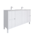 1500mm Brio Matte White 2PAC Coating PVC Freestanding Elegant Wave-Like Fluted Design Bathroom Vanity Cabinet Only