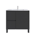 900mm Brio Matte Black 2PAC Coating PVC Freestanding Elegant Wave-Like Fluted Design Bathroom Vanity Cabinet Only