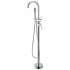 Round Chrome Freestanding Bath Mixer With Handheld Shower