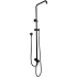 Round Black Top/Bottom Water Inlet Twin Shower Rail With Diverter