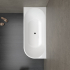 1500mm Kiama Grooved Gloss White Left Corner Fit Fluted Bathtub 