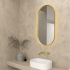 450×900mm Brushed Gold Framed Oval 3 Color Backlit LED Mirror(Touchless Sensor Switch)