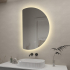 665x1000mm Half-Moon 3 Color Backlit LED Mirror With Touchless Sensor Switch, Flat Left Side