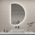 665x1000mm Half-Moon 3 Color Backlit LED Mirror With Touchless Sensor Switch, Flat Left Side