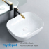 500mm Rectangle Gloss White Ceramic Above Counter Basin Non-overflow