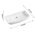 600mm Rectangle Gloss White Ceramic Above Counter Basin Non-overflow