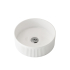 370mm Round Fluted Gloss White Ceramic Basin Ribbed Art Basin Above Counter Basin