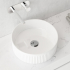 400mm Round Fluted Goss White Ceramic Basin Ribbed Art Basin Above Counter Basin