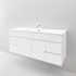 1200MM Gloss White MDF Bathroom Vanity 2 Middle Doors 4 Side Drawers Wall Hung Cabinet Only