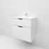 600mm Wall Hung Grooved Bathroom Vanity Matte White Finish 2 PAC Coating MDF Board Cabinet Only