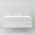 1500MM Gloss White PVC Bathroom Vanity 4 Side Drawers 2 Middle Doors Wall Hung Cabinet Only
