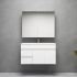 900MM Narrow Gloss White PVC Bathroom Vanity Wall Hung 2 Left Drawers 2 Right Doors Cabinet Only