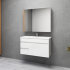 900MM Narrow Gloss White PVC Bathroom Vanity Wall Hung 2 Left Drawers 2 Right Doors Cabinet Only
