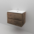 750mm Dark Oak MDF Bathroom Vanity 2 Drawers Wall Hung Cabinet Only 