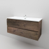 1200mm Dark Oak MDF Bathroom Vanity 2 Drawers Wall Hung Cabinet Only 