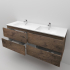 1500mm Dark Oak MDF Bathroom Vanity 4 Drawers Wall Hung Cabinet Only 