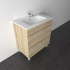 750mm White Oak MDF Bathroom Vanity 2 Drawers Free Standing Cabinet Only