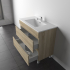 900mm White Oak MDF Bathroom Vanity 2 Drawers Free Standing Cabinet Only