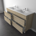 1500mm White Oak MDF Bathroom Vanity 4 Drawers Free Standing Cabinet Only
