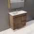 750mm Narrow Dark Oak MDF Bathroom Vanity Right Drawers Free Standing Cabinet Only